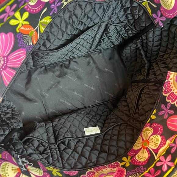 Vera Bradley Pirouette Pink Large Tote Pink Purple Black Floral Pattern 21x14x8" - Picture 9 of 9